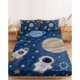 thumbnail image 2 of Twin Sze Fitted Sheet Set - Solar System Universe 2 Piece Bedding Sets 16" Deep Pocket Fitted Sheet with 1 Pillowcase, Galaxy Outer Space Navy Blue Brushed Microfiber Hotel Luxury Bed Sheets, 2 of 9