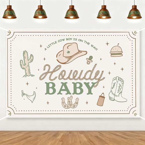 7x5FT Howdy Baby Shower Backdrop A Little Cowboy is on The Way Background Cowboy Western Rodeo Baby Shower Party Decorations Banner Supplies Photo Booth Props