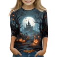 thumbnail image 2 of Grblisyd 3/4 Sleeve Shirt for Girls Boys Casual Basic Tees Fall Winter Halloween Crew Neck Tops Blouse 7-8 Years, 2 of 6