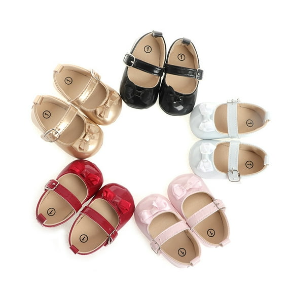 Yoyauz Baby Girl Mary Jane Shoes Anti Slip Rubber Sole Ballet Slippers Princess Dress Wedding Shoes Newborn Kids Shoes Toddler Shoes(0-12 Month)