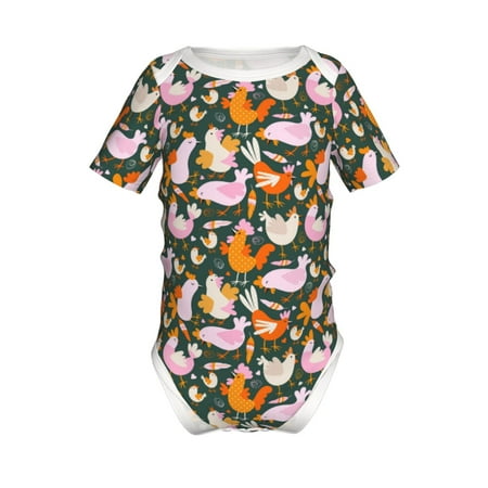 

Junzan Roosters and Chicks Print Short-Sleeve Baby Climbing Clothes Bodysuits for Infant One-Piece for Baby Boys & Girls Baby Clothes Baby Romper with Snap Closure-9M