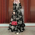 thumbnail image 2 of ZANZEA Women Floral Printed Long Sleeve A Line Kaftan Muslim Abaya Party Casual Loose Long Swing Dress, 2 of 3
