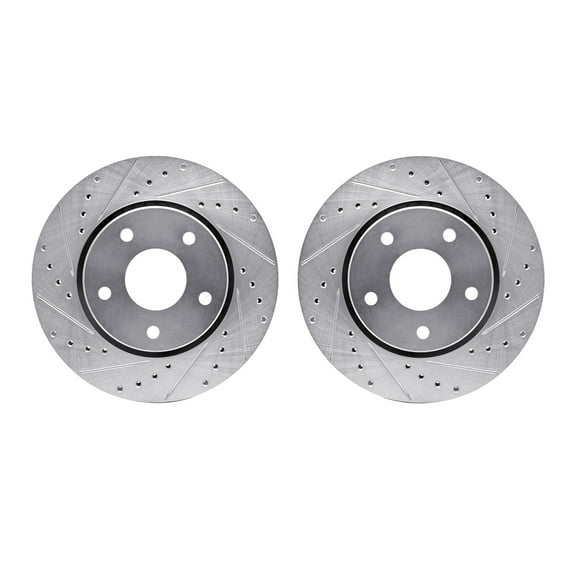 Dynamic Friction Company Front Brake Rotors-Drilled and Slotted-Silver 7002-40019