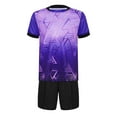 thumbnail image 3 of TiaoBug Ensemble T-Shirt à Manches Courtes et Shorts pour Garçons Enfants, Ensemble de Maillots de Soccer avec Shorts en Maille, Uniforme d'Entraînement d'Équipe Athlétique, Violet 6, 3 of 5
