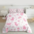 thumbnail image 3 of Manfei Kawaii Pink Kitten Full Size Comforter Sets for Kids, Cute Cartoon Cat Animal Bedding Comforter Set, Musical Note Melody Reversible Bedding Sets, Lightweight Room Decor, 3pcs, 3 of 9