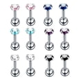 thumbnail image 4 of 12 piezas de acero inoxidable gema de cristal Zircon Helix Lip Tragus Bar Stud Pendientes 16g Zulema  Acero inoxidable Tragus Barbell, 4 of 8