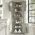 thumbnail image 5 of Corner Cabinet 67” Tall, Farmhouse Corner Storage Cabinet with Doors and 5 Shelves, Home Space Saver for Kitchen, Living Room, Gray, 5 of 16