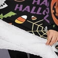 thumbnail image 3 of Oversized Wearable Blanket Hoodie,Happy Halloween Pattern Sherpa Blanket Hoodie with Super Pockets,Super Warm Fuzzy Pullover for Women & Men, 3 of 6