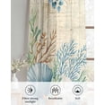 thumbnail image 6 of Beige Beach Coastal Sheer Curtains 45 Inch Length 2 Panels Set for Living Room/Bedroom, Summer Nautical Coral Shell Botanical Kitchen Curtains Grommet Semi-Sheer Curtains Window Treatments 42"x45"x2, 6 of 7