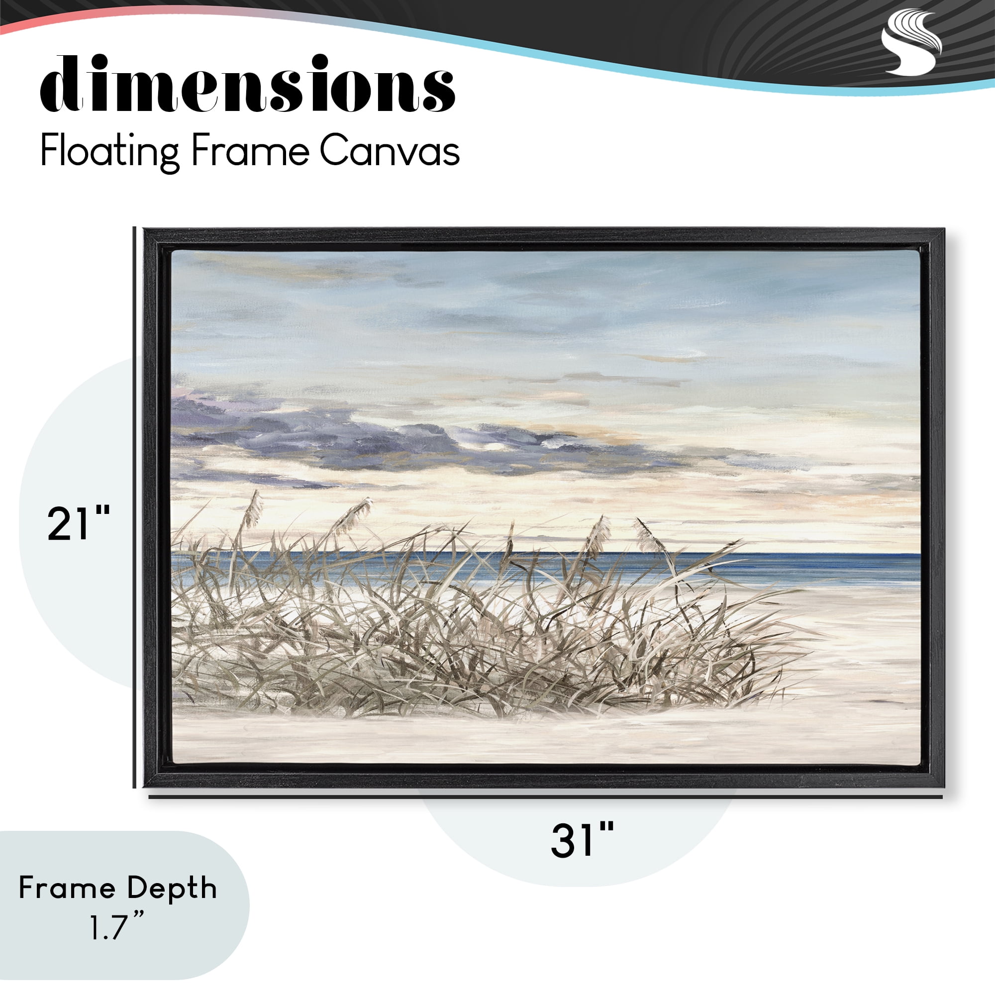 Stupell Industries Windy Beaches Landscape Black Framed Floater Canvas Wall Art, design by Julie DeRice