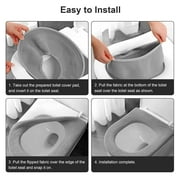 2pcs Toilet Covers Pads, TSV Soft Bathroom Thicker Toilet Seat Cover Pads Warmer Stretchable Fibers Easy Installation Cushioned Lid Covers, Comfortable and Washable Toilet Seat Cover Pads