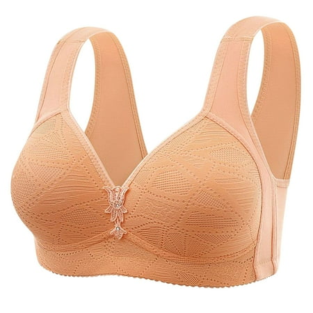 Women s Front Buckle Bra Middle-Aged And Elderly Printed Front Buckle Without Steel Ring Lactation Bra Full Coverage Bra Women s Everyday Bra
