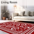 thumbnail image 2 of ODIKA 2'x3' Machine Washable Non-Slip Area Rug, Nordic Wonderland Design Showcasing Whimsical Elk And Snow Crystal Details High Traffic Rug, Red, 741729, 2 of 7