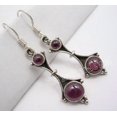 thumbnail image 2 of SilverStarJewel 925 Sterling Silver Red Garnet 2 Gemstone Factory Direct Earrings 1.8" Oxidized, 2 of 3