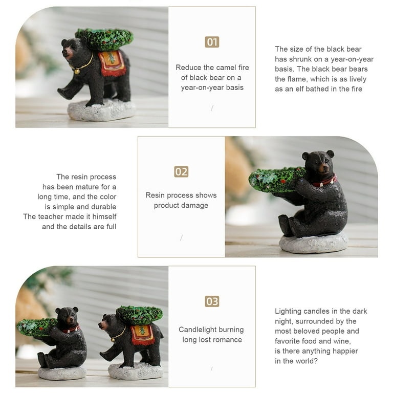 Black Bear Candlestick Ornament Resin Vintage Candle Cup - Temu