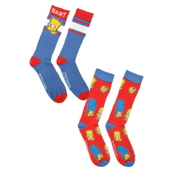 Blue Simpsons Family Men's 2pk Casual Crew Socks