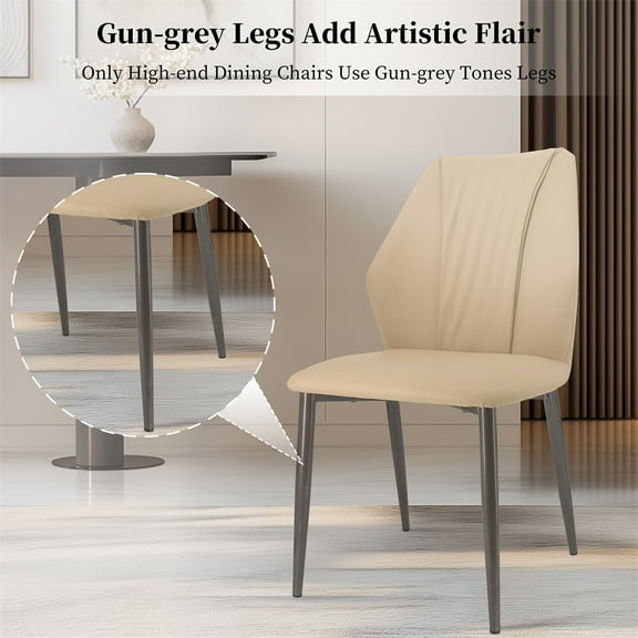 LYYHTY Thick cushioned microfiber leather dining chairs 2-6 piece set, modern style dining chairs, home living room leisure side chairs, Upholsted Dining Chairs SetLight Khaki2