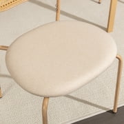 COSVALVE Set of 2 Boho Dining Chairs with Rattan Back, Upholstered Cane, Metal Legs