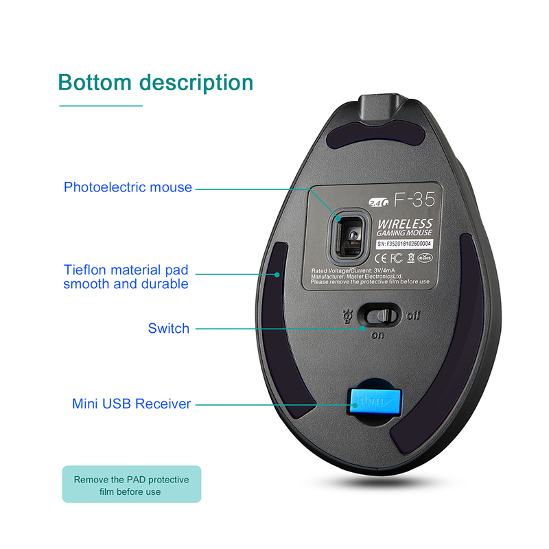 Lefon F35 Wireless Mouse Vertical 2.4G Rechargeable Ergonomic Mouse 2400 DPI Optical Gaming Mice for Computer Laptop PC Mac IOS