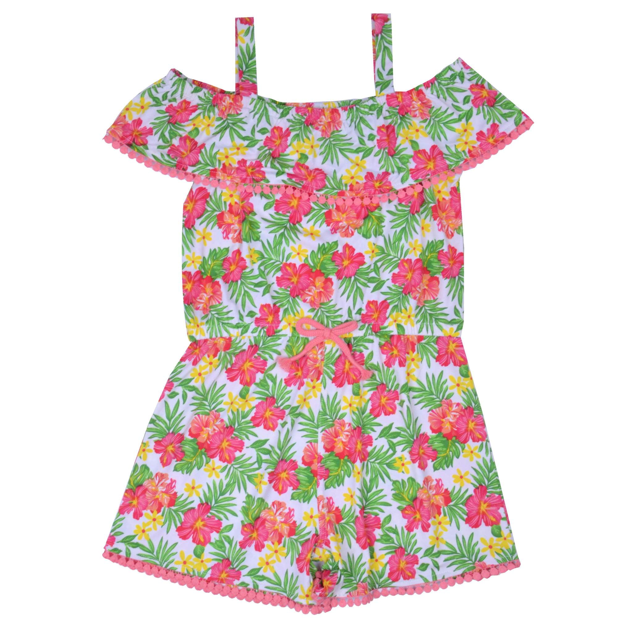 Little Girls' 46X Tropical Cold Shoulder Yummy Knit Romper