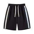 thumbnail image 4 of FINALGANG Mens Elastic Drawstring Plaid Side Stripe Knit Casual Shorts Summer Daily Regular Fit Breathable Side Pocket Walking Sport Bottoms For Men Black XL, 4 of 4