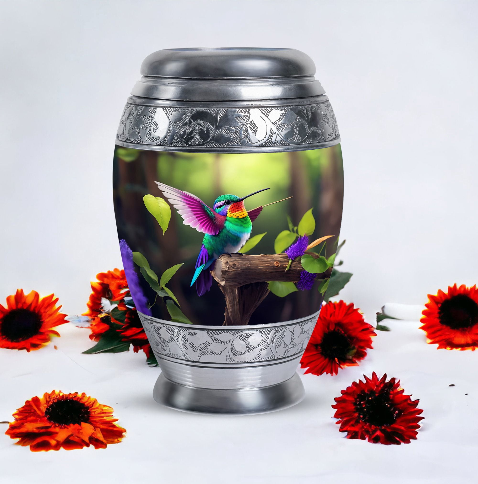 Cute Hummingbird With Colorful Plumage - Large Urns For Human Ashes Adult Male - Urn For Human Ashes - Ash Urns For Humans - Funeral Cremation Urns For Ashes - Cremation Urn For Adults(10inch)