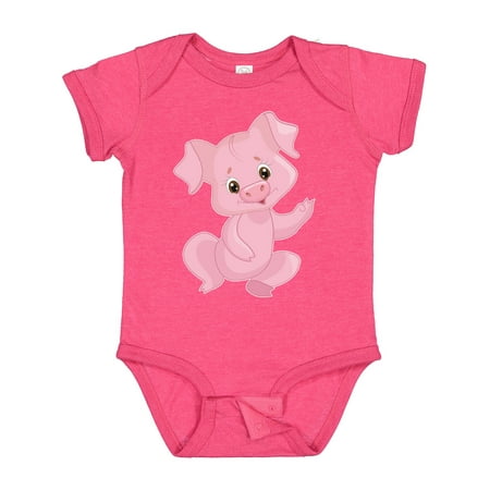 

Inktastic Cute Pink Pig Waving Gift Baby Boy or Baby Girl Bodysuit