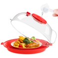 thumbnail image 1 of Microwave Splatter Cover Lid 26cm w/ Water Steamer, Red, 1 of 9