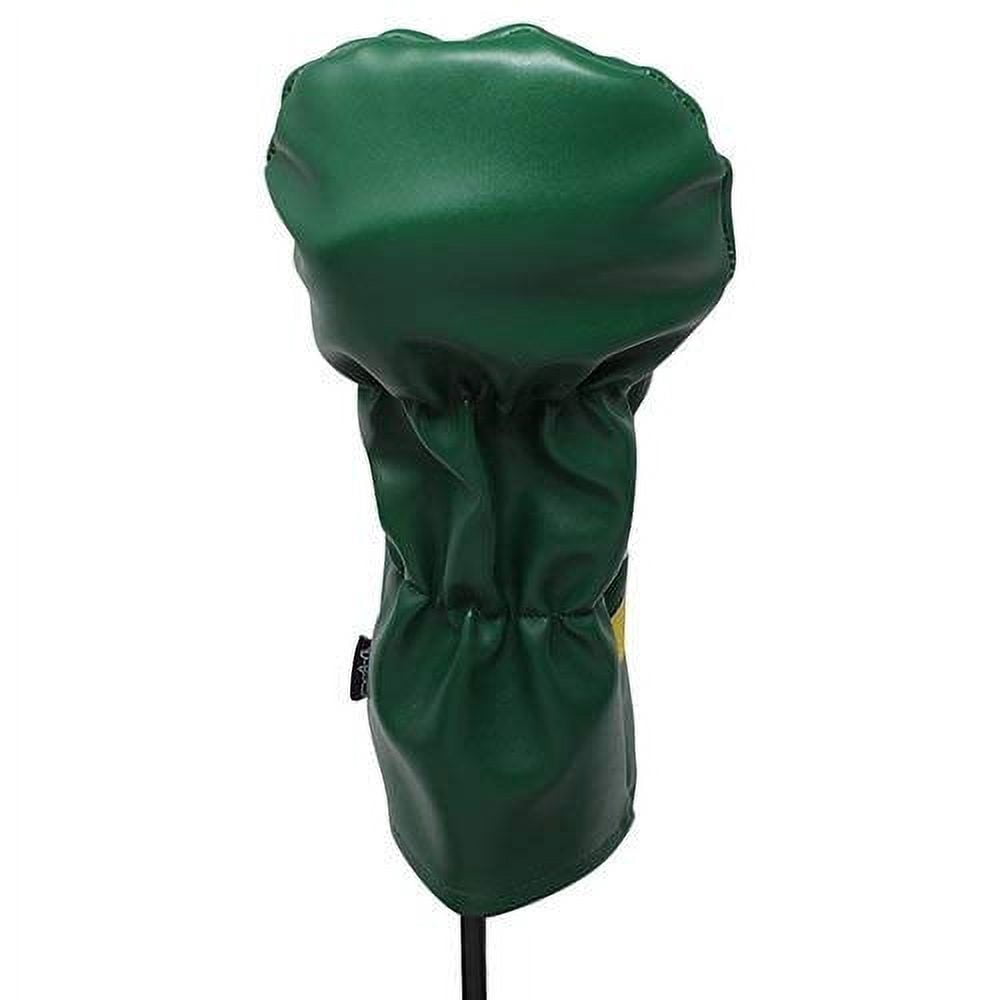 Majek Retro Golf Headcovers Green White and Yellow Vintage Leather Style 1 & 5 Driver Fairway Head Cover Fits 460cc Drivers Classic Look
