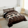 thumbnail image 3 of Homewish Rustic Cowgirl Cowboy Full Size Comforter Sets, Vintage Brown Western Aztec Bedding Comforter Set, Farmhouse Horse Shoes Reversible Bedding Sets, Luxury Bedroom Decor, 3 Pieces, 3 of 8