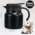 thumbnail image 2 of 27 oz Single Stainless Steel Thermal Coffee Carafe, Double Wall Vacuum Insulated Creamer Container, Beverage Dispenser for Milk and Hot Chocolate, Tea Pot. (Black), 2 of 4