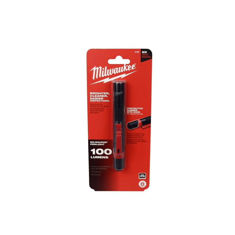milwaukee 100 lumen flashlight 2 pack Milwaukee 2105 100 Lumens Aluminum Pen Light with Clip 2 Pack
