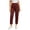 Red, variant on Maplenight Womens Cropped Yoga Pants with Pockets Elastic High Waisted Workout Pants Side Slit Casual Athletic Running Leggings