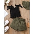 thumbnail image 2 of Bagilaanoe 3pcs Little Girl Short Pants Set Sleeveless Tank Tops + Shorts + Hat 2T 3T 4T 5T 6T 7T Kids Casual Summer Outfits, 2 of 9