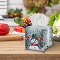 thumbnail image 3 of Yuyamidu Christmas PU Leather Tissue Box Cover Snowman Square Tissue Box Holder for Napkin Facial Paper Easy to Install Toilet Paper Holder with Bottom Belt Christmas Decor Gift for Holiday, 3 of 8