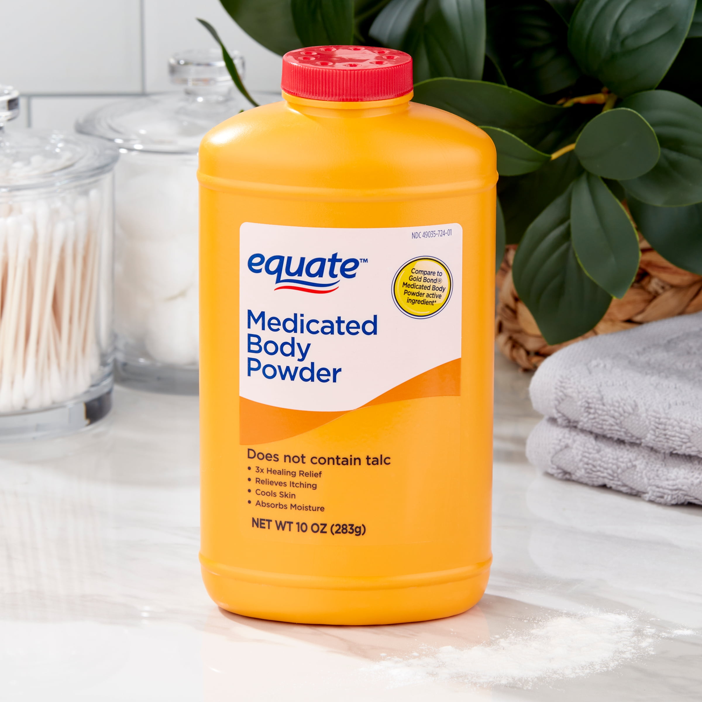 Equate Medicated Body Powder, Talc-Free, 4 oz. Bottle