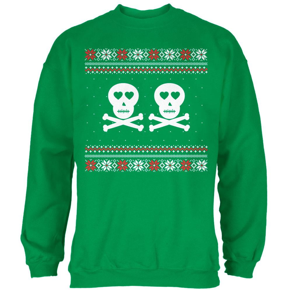 Old Glory - Skull and Crossbones Lovers Ugly Christmas Sweater Green
