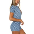 thumbnail image 3 of Gzhioc Women Short Jumpsuit, Short Sleeve Turn-down Collar Plaid Button-down Summer Playsuit,S/M/L, 3 of 9