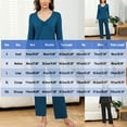 thumbnail image 3 of Kilaqueen Pj Sets for Woman V Neck Pleated Front Long Sleeve and Long Pants Solid Color Soft Comfy Ruffled Hem Pajamas Sets, 3 of 8