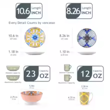 thumbnail image 2 of 16-Piece Moroccan Colorful Porcelain Dinnerware Set, Round Dinner Set for 4, Vibrant Tableware, 2 of 8