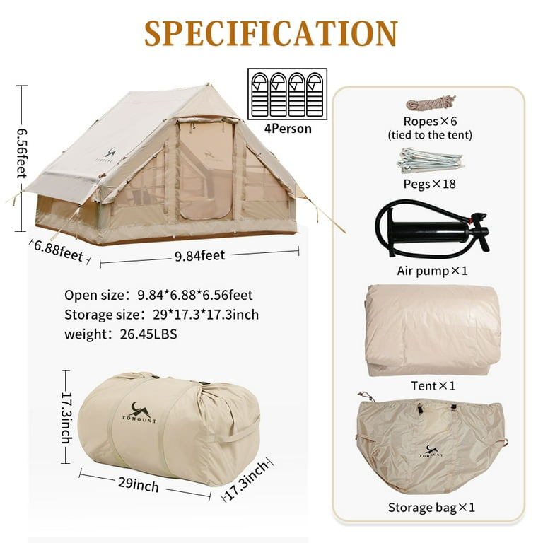TOMOUNT パップテント TOMOUNT Insulated Canvas Tent with Stove Jack, Suitable for