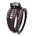 thumbnail image 4 of IP Dark Brown (IP coffee) Stainless Steel Ring with AAA Grade CZ in Amethyst for Women Amethyst Stone Color Style TK2652 Size 5, 4 of 4