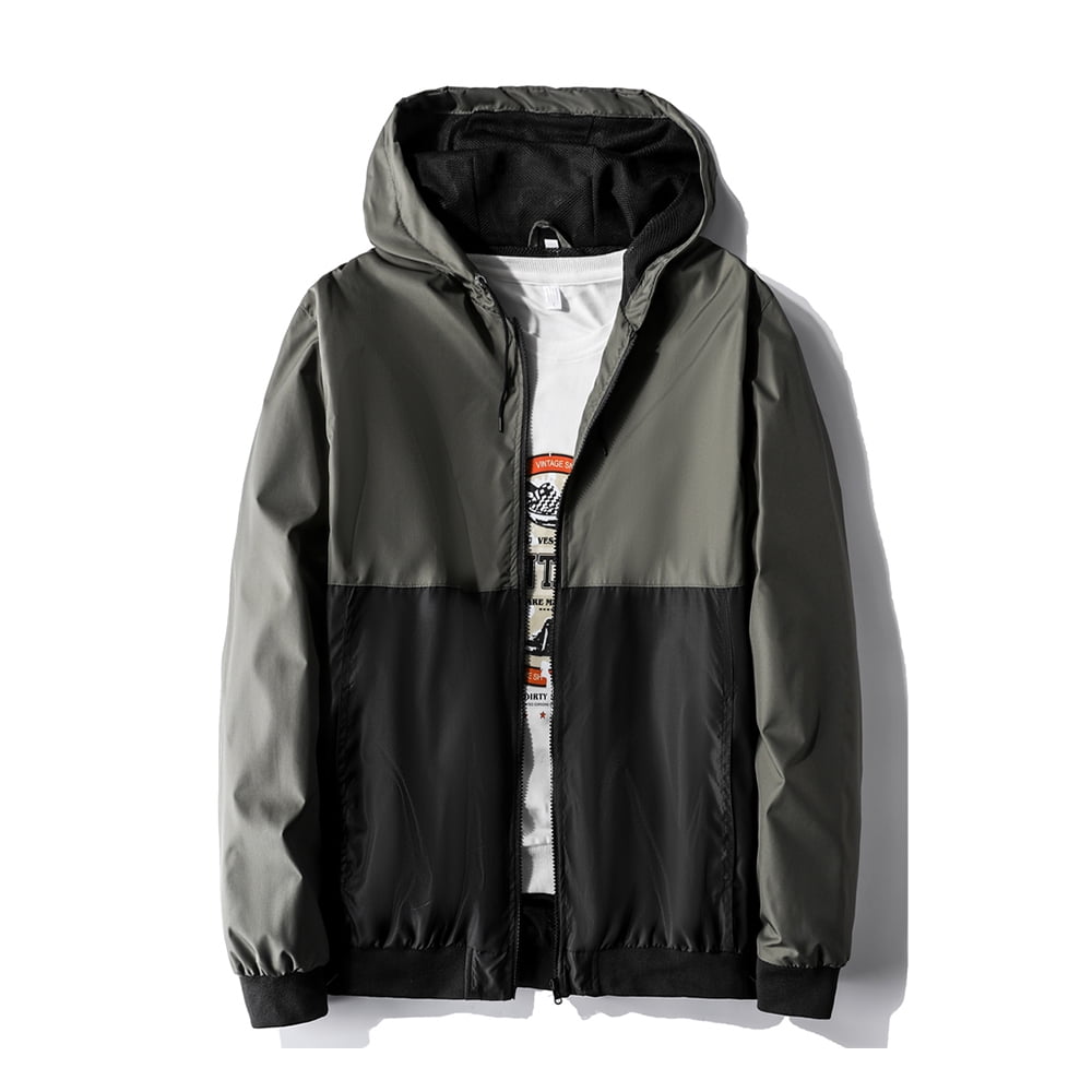 HANMUN Men's Color Blocked Lightweight Windbreaker Waterproof Rain
