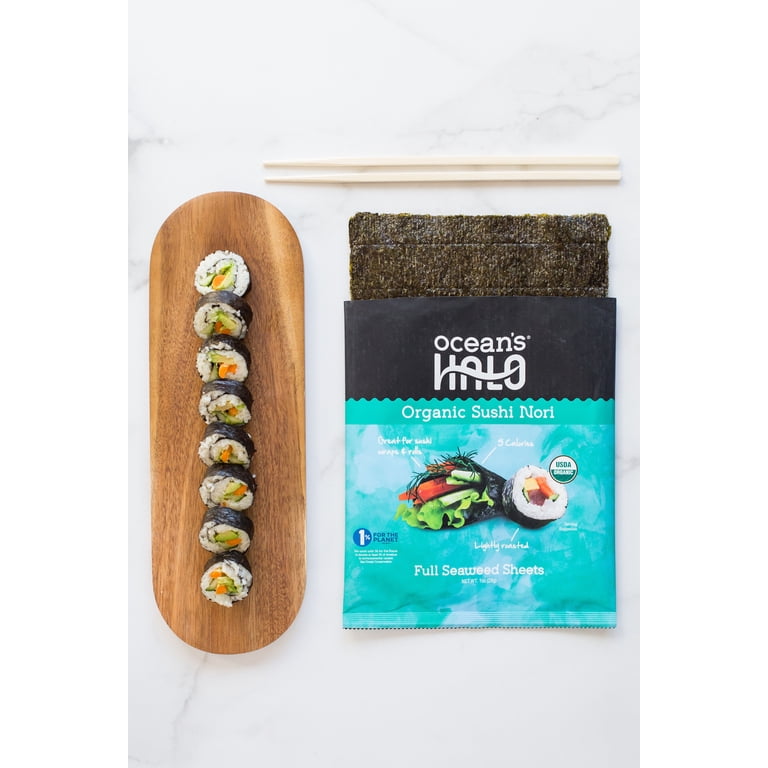 4 pack) Ocean's Halo, Sushi Nori Seaweed, Organic, Vegan, Perfect