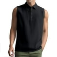 thumbnail image 3 of Lovskoo Men's Summer Tank Tops Sleeveless Collared Base Shirt Casual Top Solid Color Sleeveless Top Black, 3 of 9