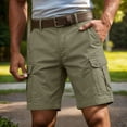 thumbnail image 3 of Knee Length Cargo Shorts for Men Summer Casual Lightweight Wide Straight Leg Relaxed Fit Work Shorts with Pockets, 3 of 9
