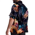 thumbnail image 3 of Bats Men's Casual Printed Poplin Short Sleeve Button Down Beach Shirt with Spread Collar Top, 3 of 6