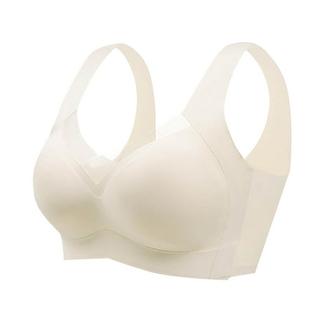 Mrasaso Big Sales! Women s Everyday Bra Women Nylon Bra Fashion Women s Large Size Solid Color Hollow Out Wireless BraSemi-Fixed Soft Support Daily Bra(1pc Underwear) Beige|M