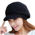 thumbnail image 2 of Meidiya Women's Winter Warm Hat Crochet Slouchy Newsboy Cap Hat Knitted Beanie Knitted Caps with Visor, 2 of 8