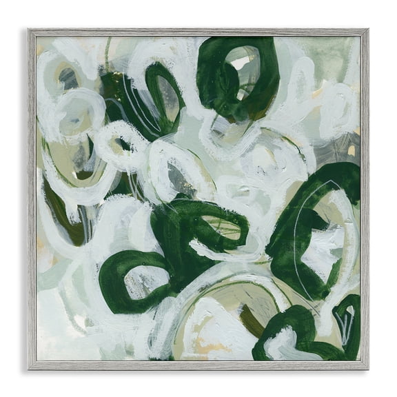 Stupell Industries Contemporary Green Hued Shapes Gray Framed Giclee Art, 17 x 17, by June Erica Vess